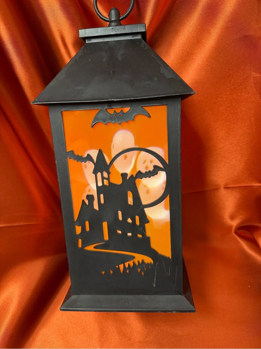 Halloween Haunted House Lantern - Black and Orange Decorative Accent